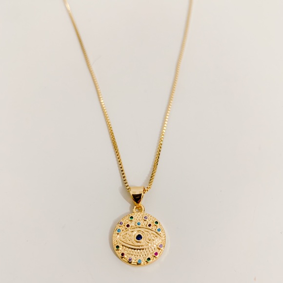 Colorful Evil Eye Necklace | 14k Gold Filled - Picture 2 of 8